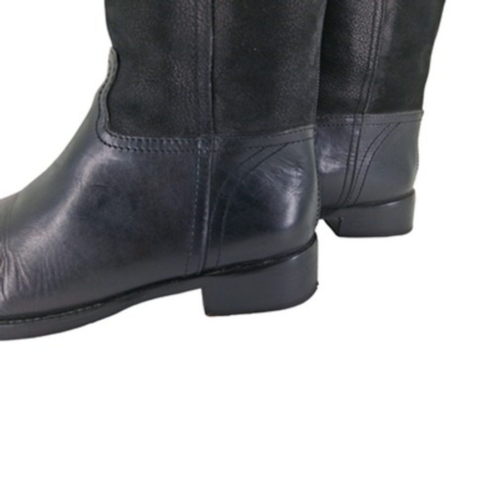 Tory Burch Boots Womens Size 7.5 38 Black Leather Over The Knee Riding Back Zip - Picture 13 of 14